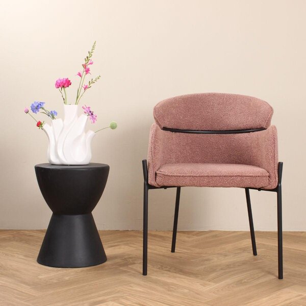 Jídelní židle s potahem z boucle látky, barva rezavě hnědá, moderní design, 1 kus, vhodná do jídelny