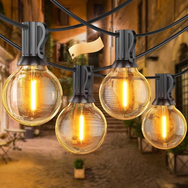 Smart LED Zahradní světelná stmívatelná girlanda 15m 25xLED žárovka E12 24V, dálkové ovládání
