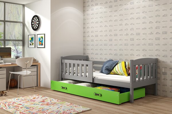 BMS Group Dětská postel s úložným prostorem KUBUS grafit Velikost postele: 200x90 cm, Barva šuplíku: Zelená
