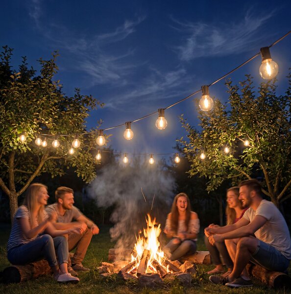 Smart LED Zahradní světelná girlanda 10m 15xLED žárovka E12 220V