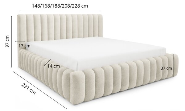 Čalouněná jednolůžková postel 120x200 BENRA - ecru