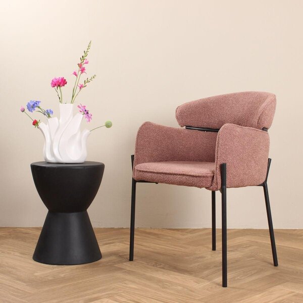 Jídelní židle s potahem z boucle látky, barva rezavě hnědá, moderní design, 1 kus, vhodná do jídelny