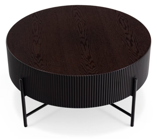 Konferenční stolek Corbi 80 cm do obývacího pokoje - tmavý ořech / černá matná