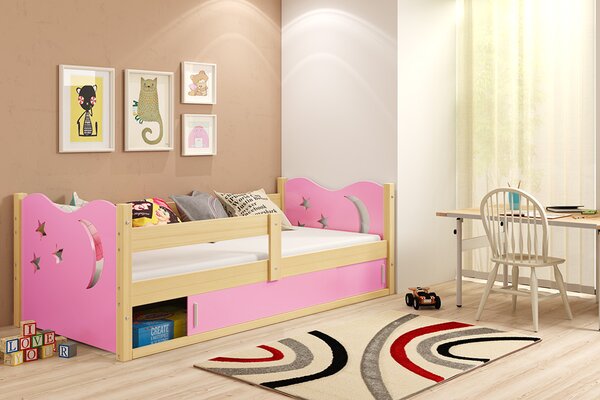 BMS Group Dětská postel Mikuláš 1 - Borovice/růžová 160x80cm