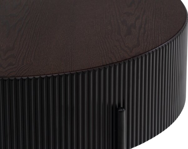 Konferenční stolek Corbi 80 cm do obývacího pokoje - tmavý ořech / černá matná