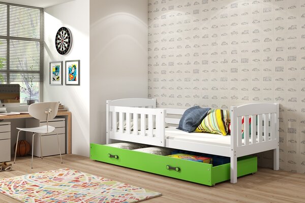 BMS Group Dětská postel s úložným prostorem KUBUS bílá Velikost postele: 160x80 cm, Barva šuplíku: Zelená