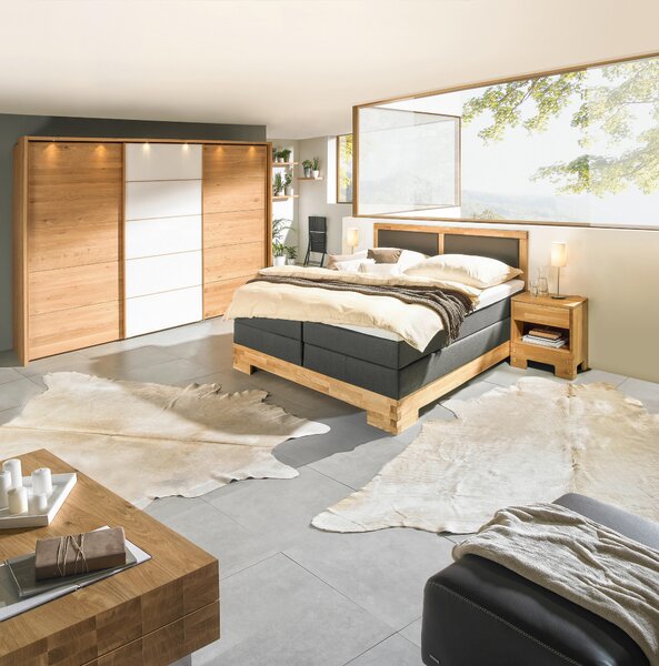 POSTEL BOXSPRING, 180/200 cm, hnědá, barvy dubu Linea Natura - Manželské postele