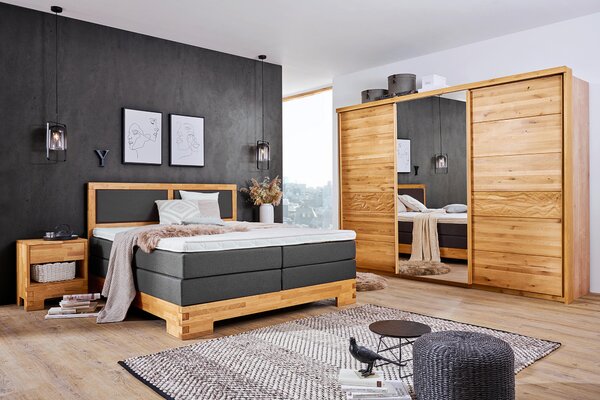POSTEL BOXSPRING, 180/200 cm, hnědá, barvy dubu Linea Natura - Manželské postele