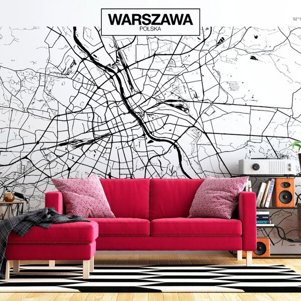 Fototapeta - Mapa Varšavy 200x140 + zdarma lepidlo