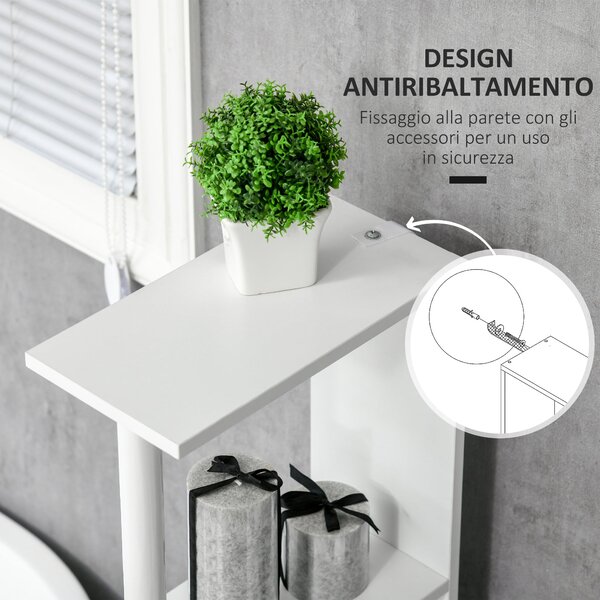 Kleankin koupelnový sloupek se 2 policemi a 2 skříňkami, vysoký úložný kabinet do koupelny v MDF, 15,2x29,8x118 cm, přírodní dřevo | Aosom