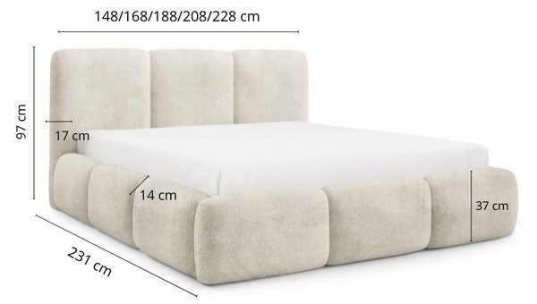 Čalouněná jednolůžková postel 120x200 BORA - ecru