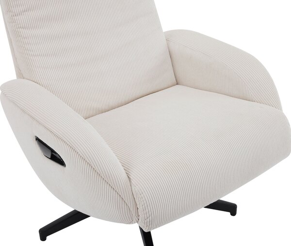 RELAXAČNÍ KŘESLO S TABURETEM, kov, textil, černá, béžová Xora - Křesla klasická