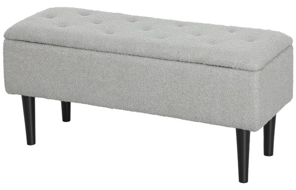 HOMCOM Skládací Lavice s Úložným Prostorem, Čalouněná Lavice s Potahem z Velvetu, Hnědá, 95 x 38 x 45 cm | Aosom