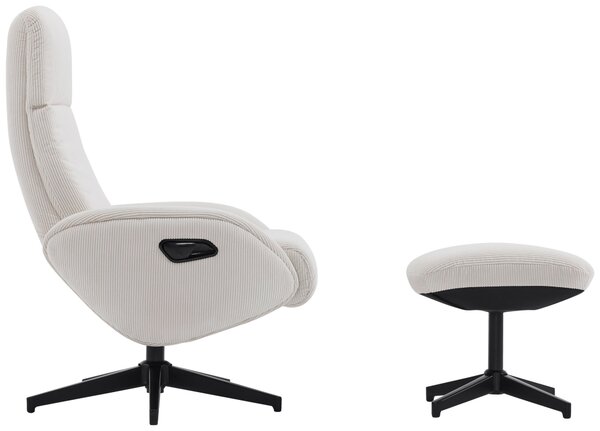 RELAXAČNÍ KŘESLO S TABURETEM, kov, textil, černá, béžová Xora - Křesla klasická