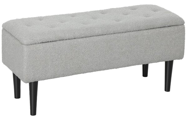 HOMCOM Skládací Lavice s Úložným Prostorem, Čalouněná Lavice s Potahem z Velvetu, Hnědá, 95 x 38 x 45 cm | Aosom