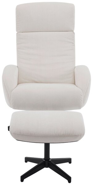 RELAXAČNÍ KŘESLO S TABURETEM, kov, textil, černá, béžová Xora - Křesla klasická