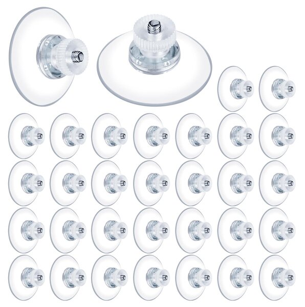 Sací podložky M4 x 10 mm, průhledné PVC, 30 kusů, se závitovým otvorem, vhodné pro okna a koupelny