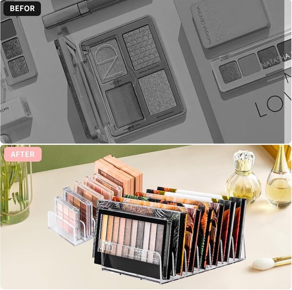 Organizéry na make-up, akryl, 2 kusy, 7 přihrádek, vhodné na toaletní stolek