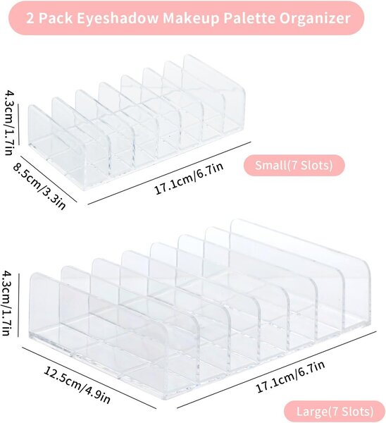 Organizéry na make-up, akryl, 2 kusy, 7 přihrádek, vhodné na toaletní stolek