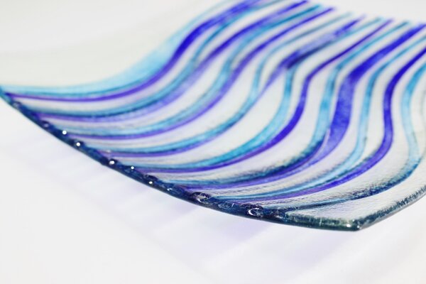 BDK-GLASS Skleněná dekorativní mísa 30x30cm - modrá vlna