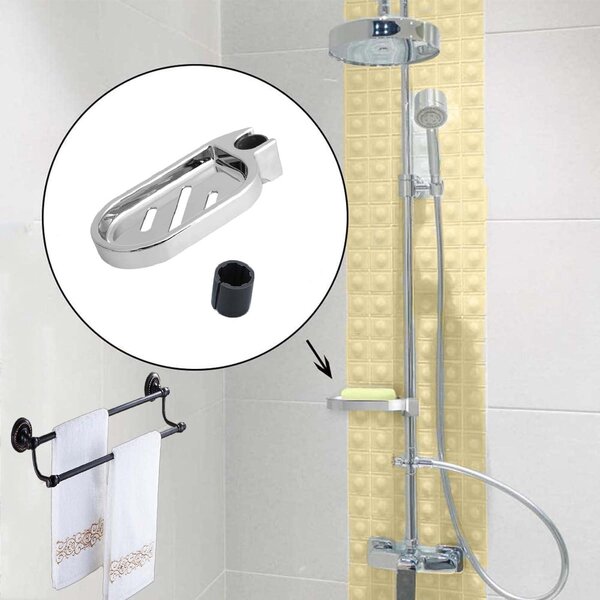 Držák na mýdlo do sprchy, chromovaný, nastavitelný, pro trubku o průměru 22 mm, dávkovač mýdla do koupelny