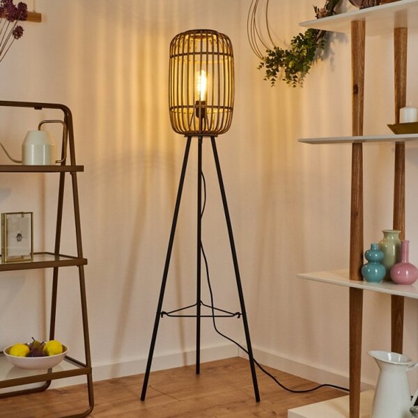 Brilliant 93776/20 Stojanová lampa trojnožka WOODROW ratan