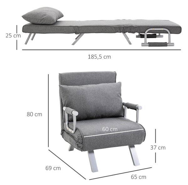 HOMCOM Skříňová pohovka s opěrkou 3-v-1 Skládací křeslo pro hosty Skládací matrace Skládací postel Chaise Lounge Multifunkční polyester s povrchovou ú