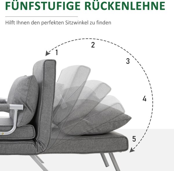 HOMCOM Skříňová pohovka s opěrkou 3-v-1 Skládací křeslo pro hosty Skládací matrace Skládací postel Chaise Lounge Multifunkční polyester s povrchovou ú