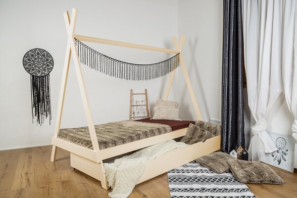 MAXIDO Dětská postel Teepee s přistýlkou 180x80 přírodní
