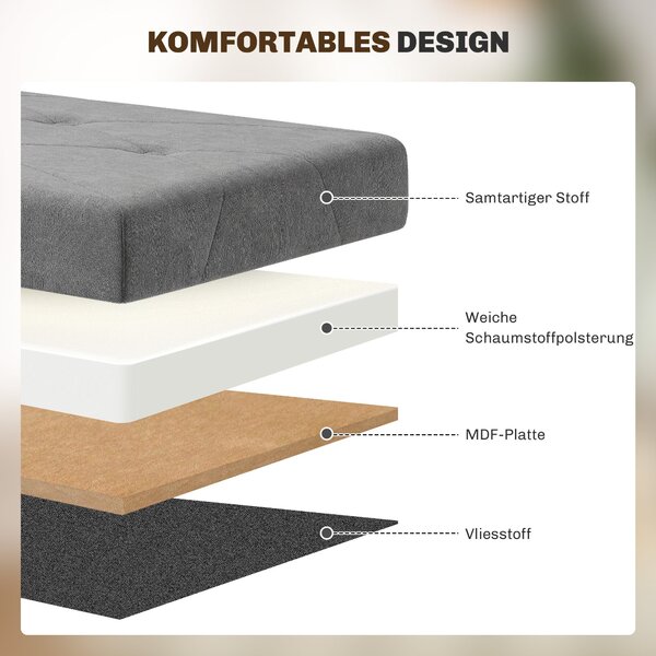 HOMCOM Skládací box na úložný prostor s potahem z sametu, lavička s úložným prostorem pro obývací pokoj, ložnici a chodbu 76 x 38 x 38 cm, šedá | Aoso