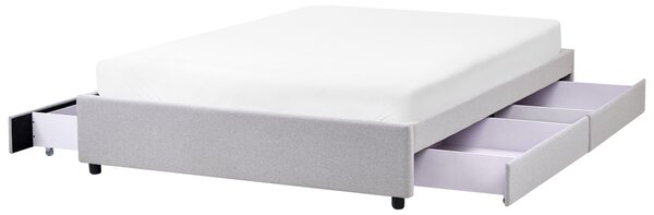 Postel s úložnými zásuvkami bez čela Tkanina PRADES 140 x 200 cm Světle šedá