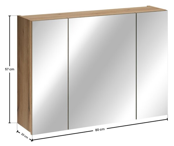 Comad Závěsná koupelnová skříňka se zrcadlem UNI 80 cm dub coast evoke