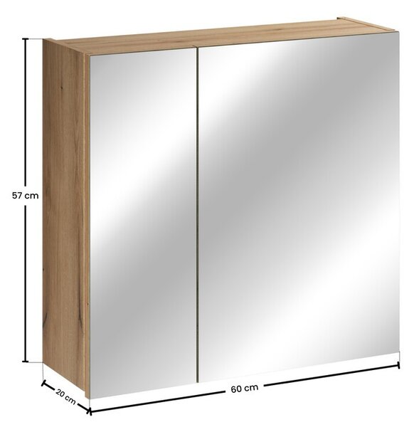 Comad Závěsná koupelnová skříňka se zrcadlem UNI 60 cm dub coast evoke