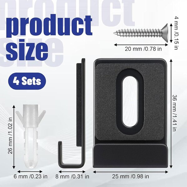 Sada zrcadel, 4 kusy, černá barva, kov, rozměry 35 x 25 mm, určená pro montáž na zeď