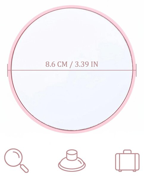 Zrcadlo s 40násobným zvětšením, průměr 8,9 cm, s přísavkou, vhodné pro líčení