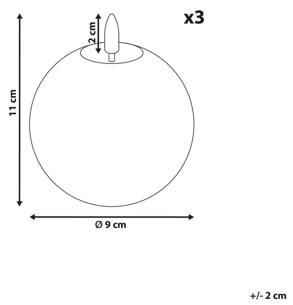 Sada 3 LED svíček AMBROSIA 11 cm Zlatá