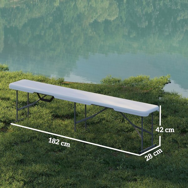 Outsunny 2-dílná pivní lavice - skládací lavice pro 8 osob, 182 cm, autoskládací party lavice s rukojetí, kovové nohy, HDPE odolná lavice pro kempován