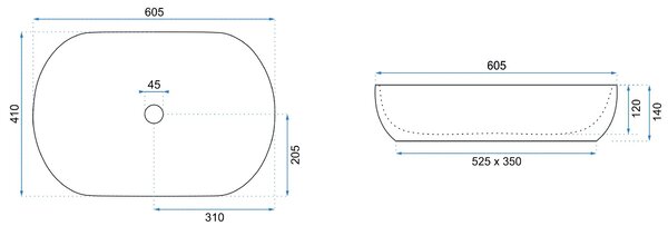 Rea Cleo Aiax, umyvadlo na desku 605x410x120 mm, bílá-imitace kamene Aiax, REA-U9656