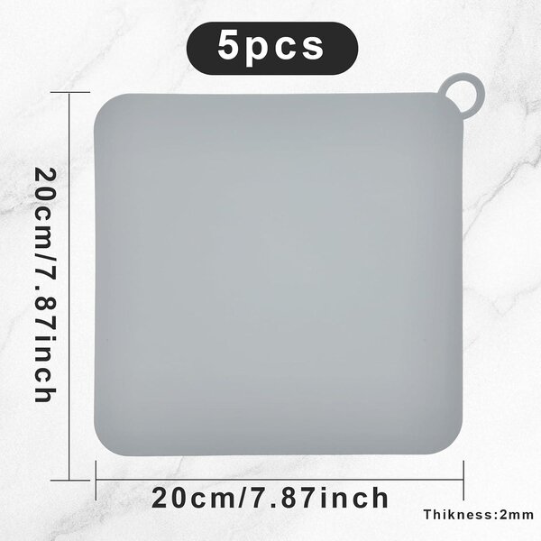 Zátka do sprchy, silikonová, 20 x 20 cm, 5 kusů, určená pro sprchové vaničky