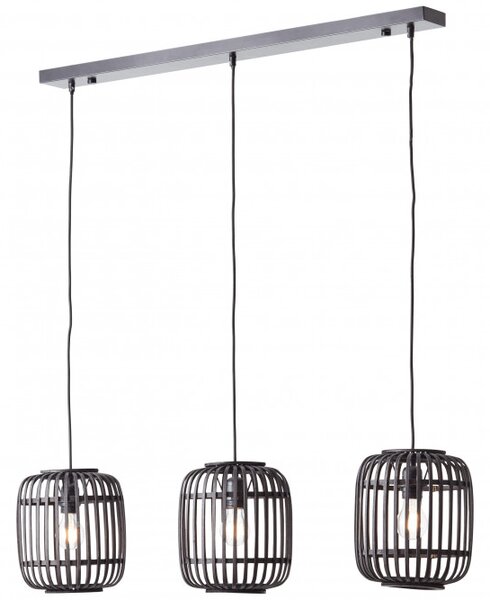 Brilliant 93778/76 Trojité závěsné svítidlo WOODROW tmavý ratan