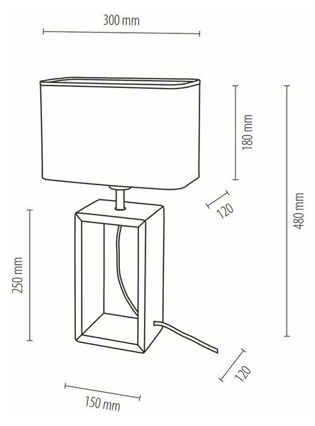 BRITOP Stolní lampa CADRE, 1xE27, v. 48 cm Barva stínidla: Bílá látka, Barva podstavy: Bukové dřevo
