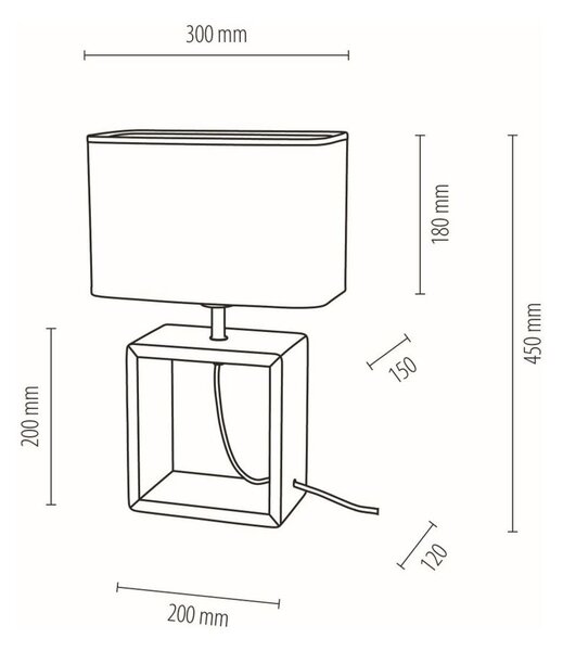 BRITOP Stolní lampa CADRE, 1xE27, v. 45 cm Barva stínidla: Bílá látka, Barva podstavy: Bukové dřevo