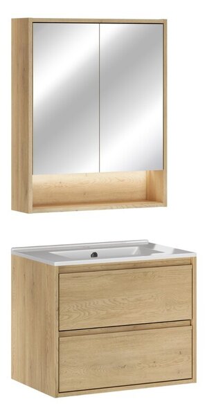 Comad Koupelnová sestava Viola se zápustným umyvadlem a zrcadlem 60 cm dub cremona
