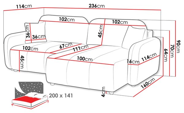 Rohová rozkládací sedací souprava MABRA - béžová