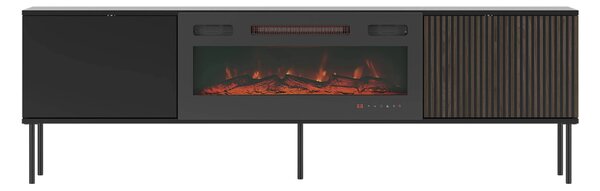 Televizní stolek s elektrickým krbem FAFLA - ořech / černý
