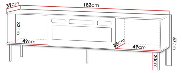 Televizní stolek s elektrickým krbem FAFLA - ořech / černý