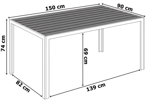 TZB Zahradní stůl Zenon 150 cm šedý