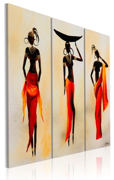 Obraz Rozkošné postavy (3dílný) - africké ženy na světlém pozadí