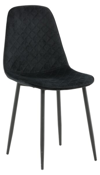 Jídelní židle, čalounění z veluru, černá barva, sada 2 kusů, moderní design, vhodné do jídelny i kuchyně