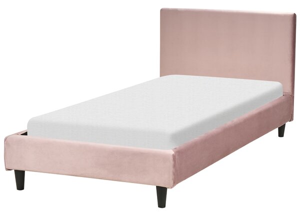Sametová postel 90 x 200 cm růžová FITOU